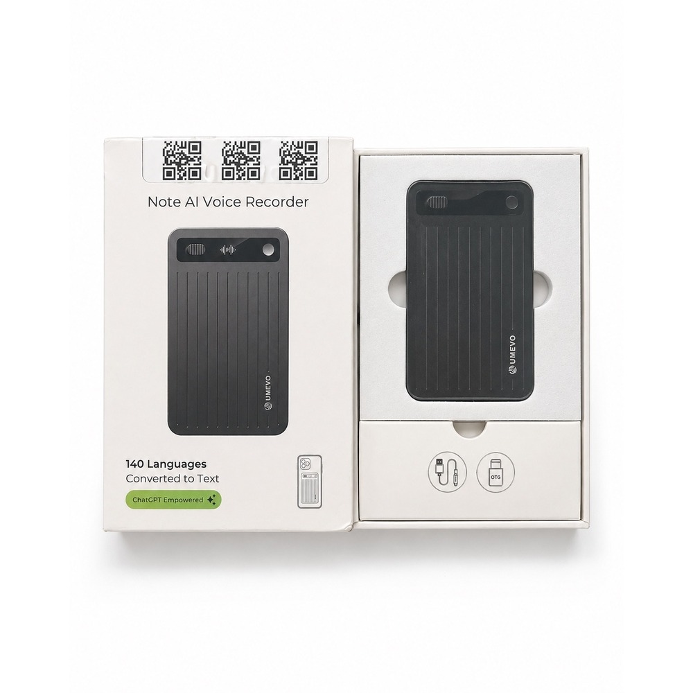 UMEVO Note AI Voice Recorder Transcriber ChatGPT Empowered Model LA518 Black